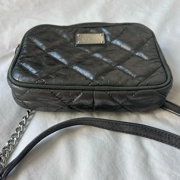 MICHAEL Michael Kors Jet Set Mini Crossbody Bag Leather Metallic Dark Silver - Picture 6 of 9